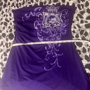 Purple Strapless Top with Graphic Design